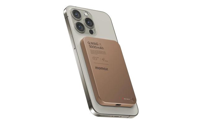 Momax Q.Mag X 5000mAh Gen2 15W Ultra Slim MagSafe Wireless Power Bank - Sandstone